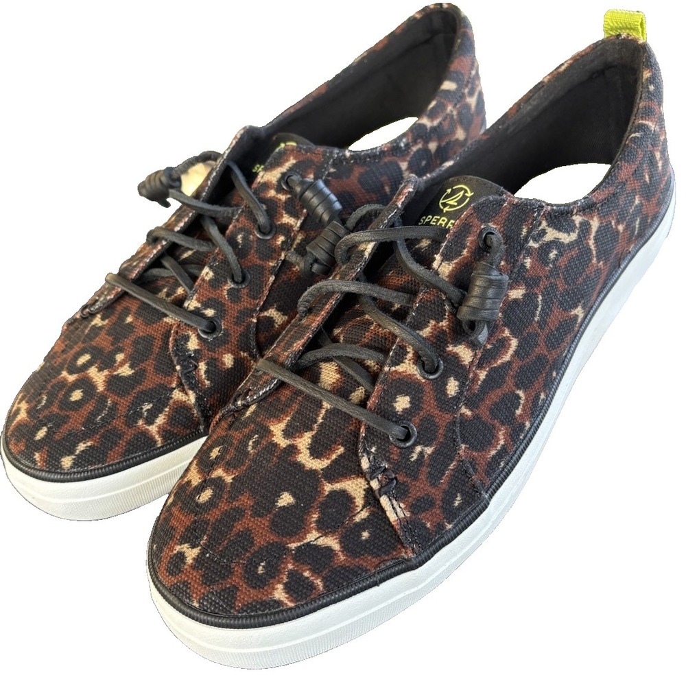Sperry Crest Vibe Sneakers Women Sz. 12 New w/box Seacycled Cheeta Print Lace